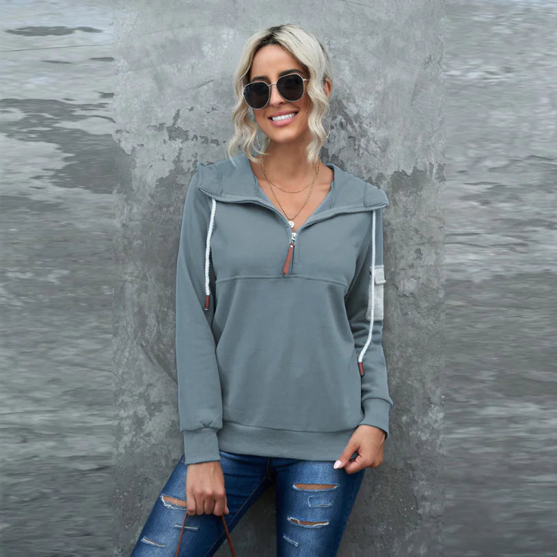 Women's Casual Long-sleeved Hooded Sweater in Pure Color