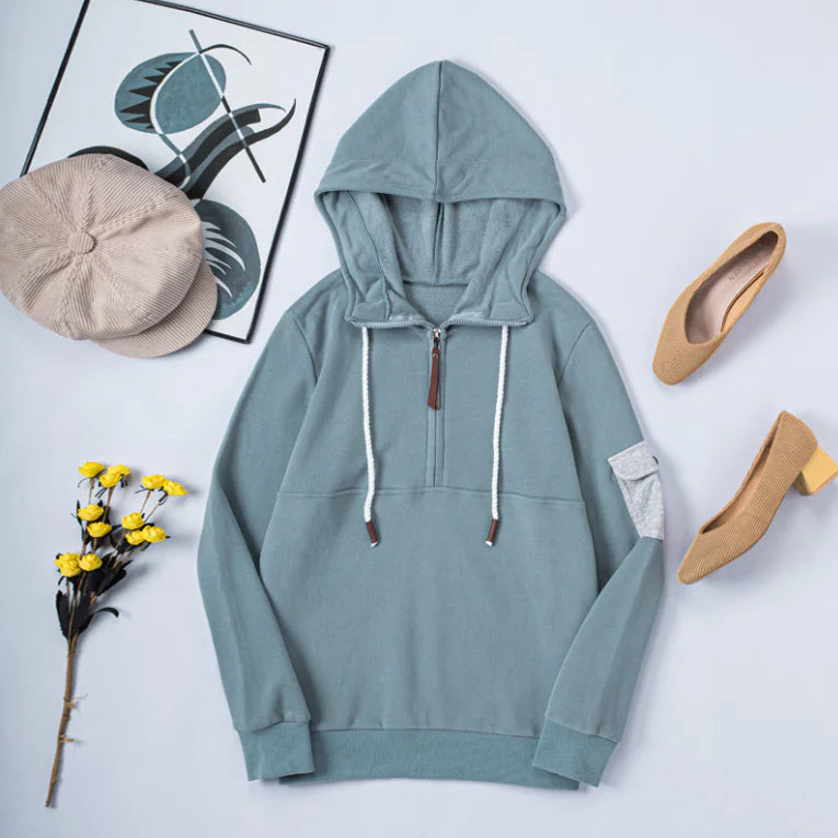 Women's Casual Long-sleeved Hooded Sweater in Pure Color