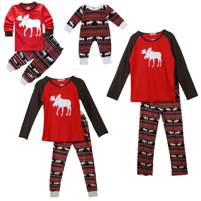 Christmas Family Pajama Set with Cotton Long Sleeves