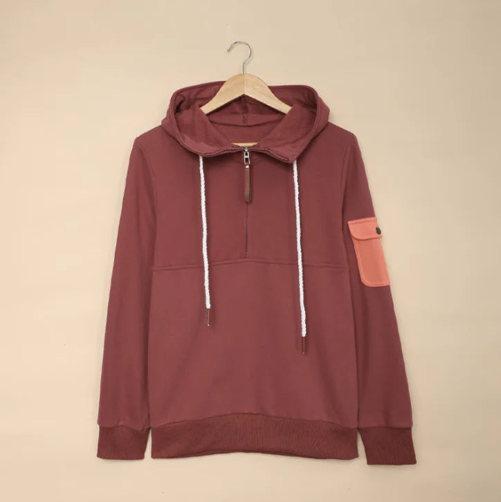 Women's Casual Long-sleeved Hooded Sweater in Pure Color