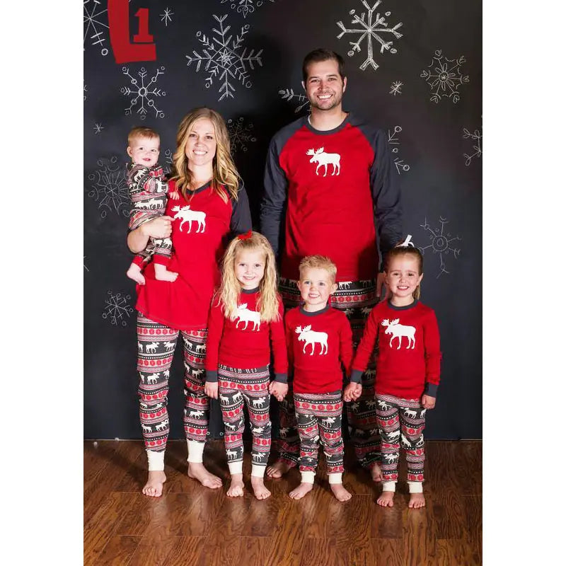 Christmas Family Pajama Set with Cotton Long Sleeves